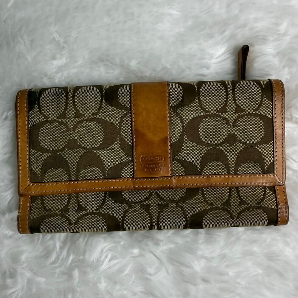 Coach Tan Brown Signature Wallet